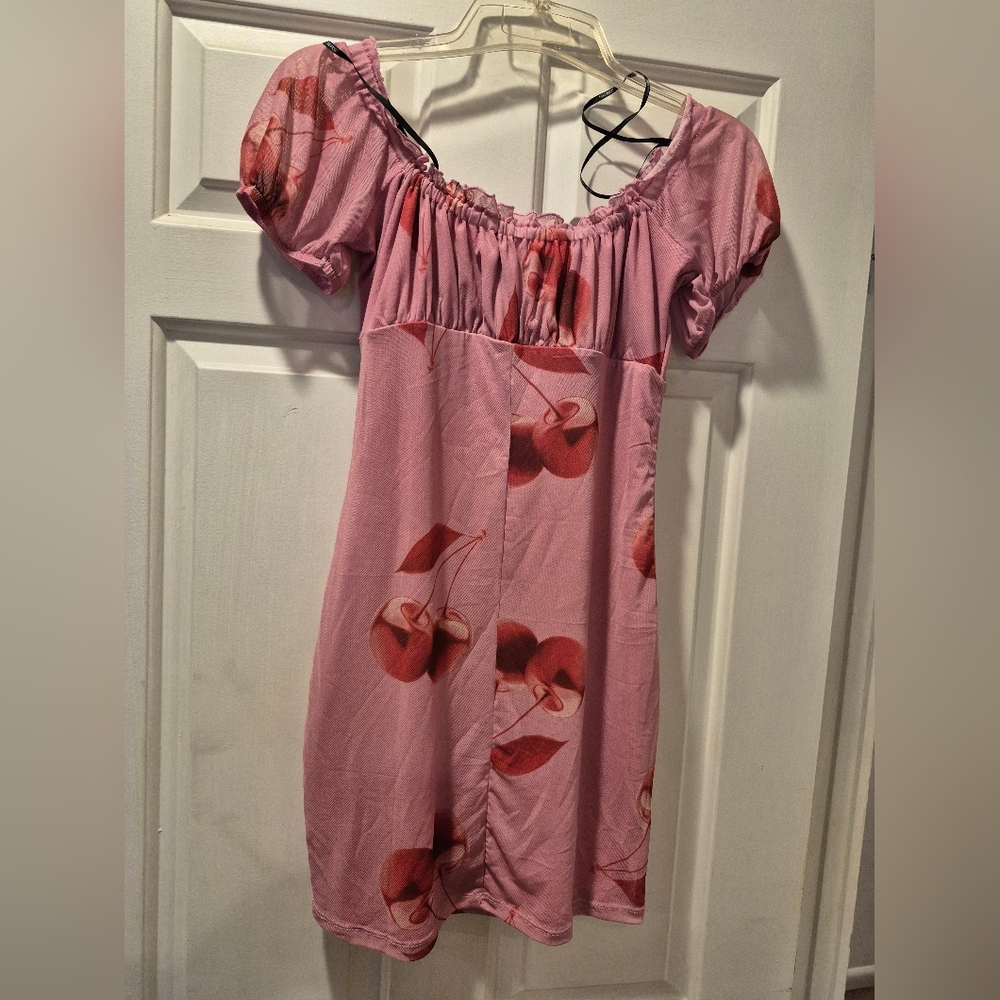 Forever 21 Pink Cherry Print Midi Dress